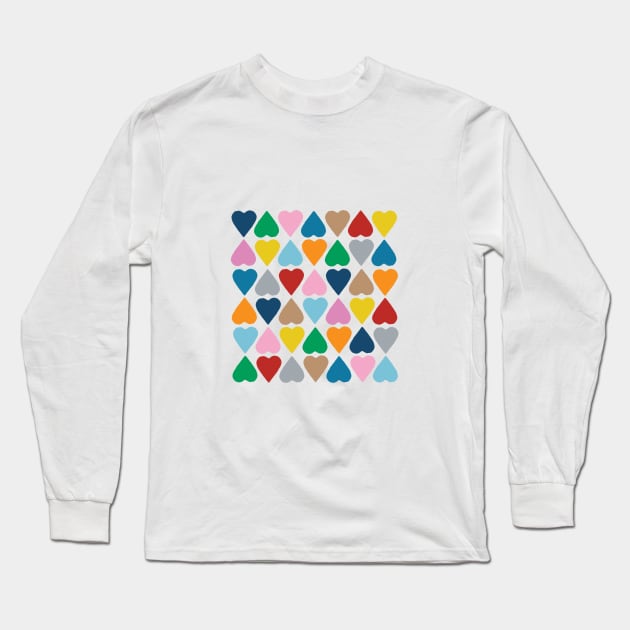 Diamond Hearts Navy Long Sleeve T-Shirt by ProjectM